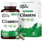 Wild & Organic Cilantro Capsules 800 mg - Detox & Antioxidant Support - Cilantro Powder Supplement - Coriander Leaf - Vegan, No Fillers, Non-GMO - 90 Count