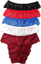 Justgoo Womens Sexy Thongs Lace Panties Underwear Low Rise Plus Size Underpants Pack of 5