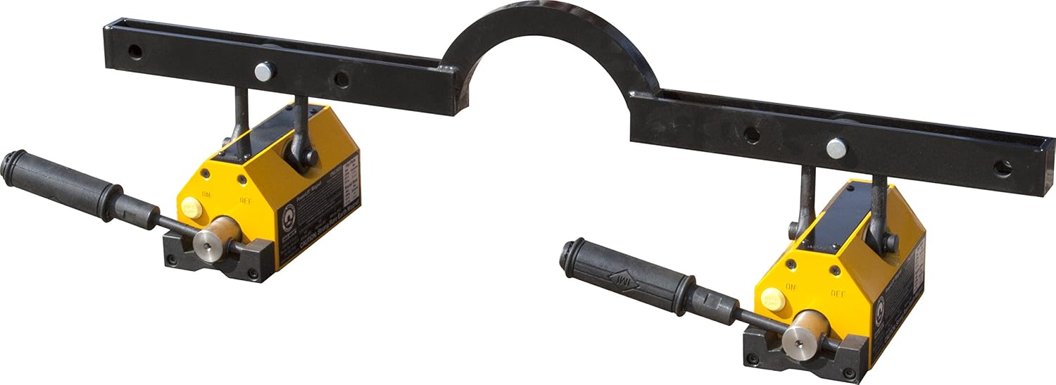 MAG-MATE MCL660X2 Adjustable Spreader Bar with Two 2 PNL0800 Lift Magnets, Made of Heavy-Duty Steel, Powder-Coated Finish, 400 lbs. Maximum Lifting Capacity