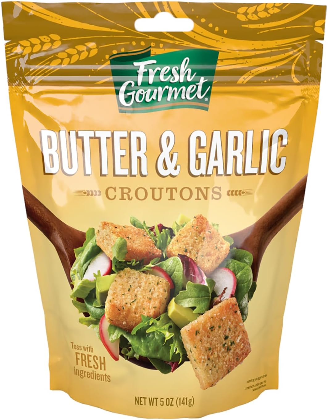 Fresh Gourmet Premium Croutons | Butter & Garlic | 5 Ounce, Pack of 6 | Crunchy Salad Topper