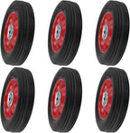 HOZEON 6 Pack 6 x 1.5 Inch Flat Free Rubber Tires, 1/2 Inch Axle Hole Solid Dolly Wheels Replacement, Hand Truck Wheel, 176 lbs Max Load Bearing Capacity