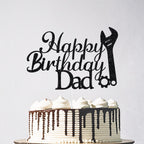 Glitter Happy Birthday Dad Cake Topper - Happy Birthday Cake Gift for Father's Day, Best Dad Ever Cake Pick, Happy Father‘s Birthday Party Supplies Black