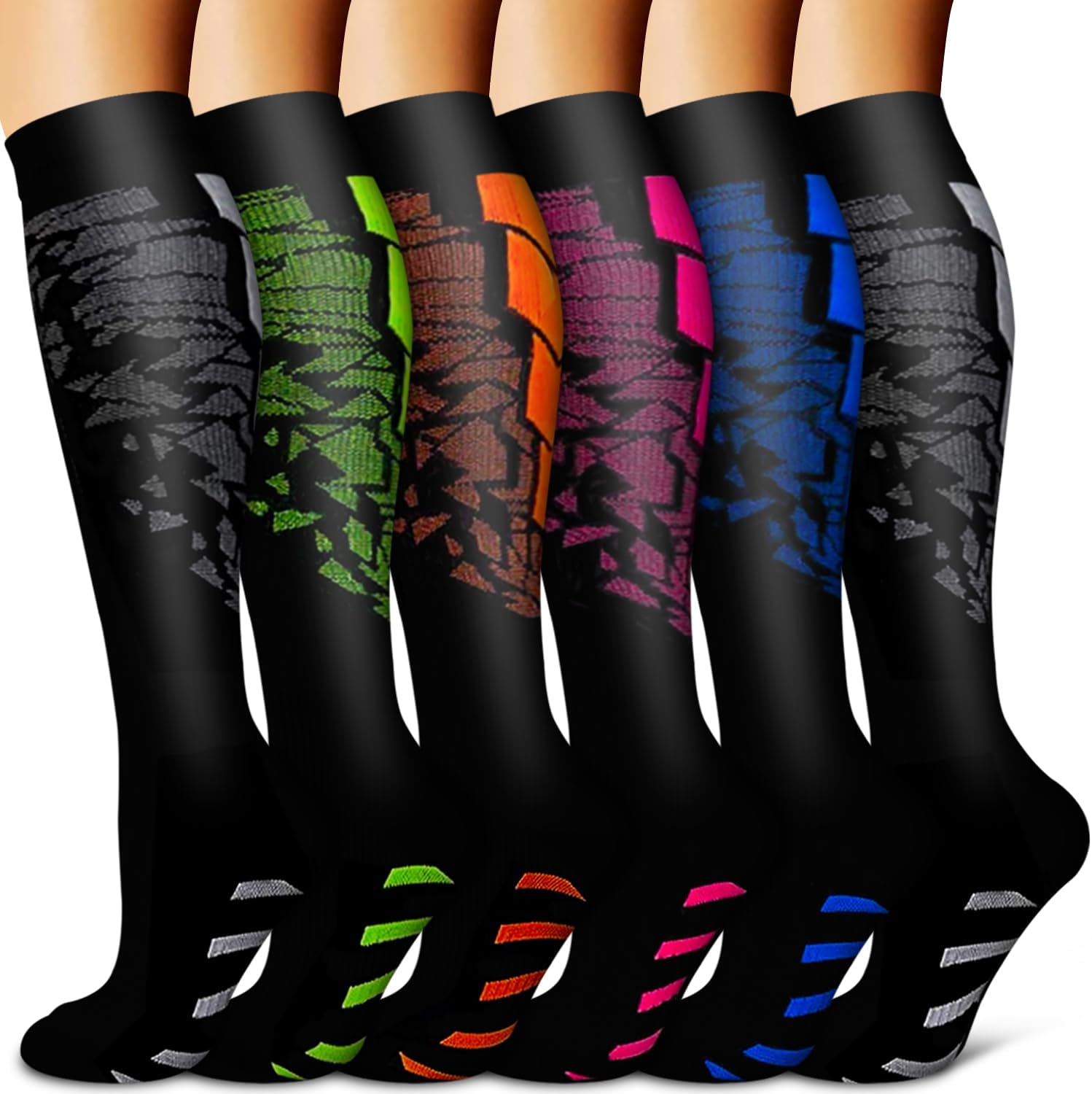 Copper Compression Socks for Women & Men (6 pairs) - Best Support for Nurses, Running, Hiking, Recovery