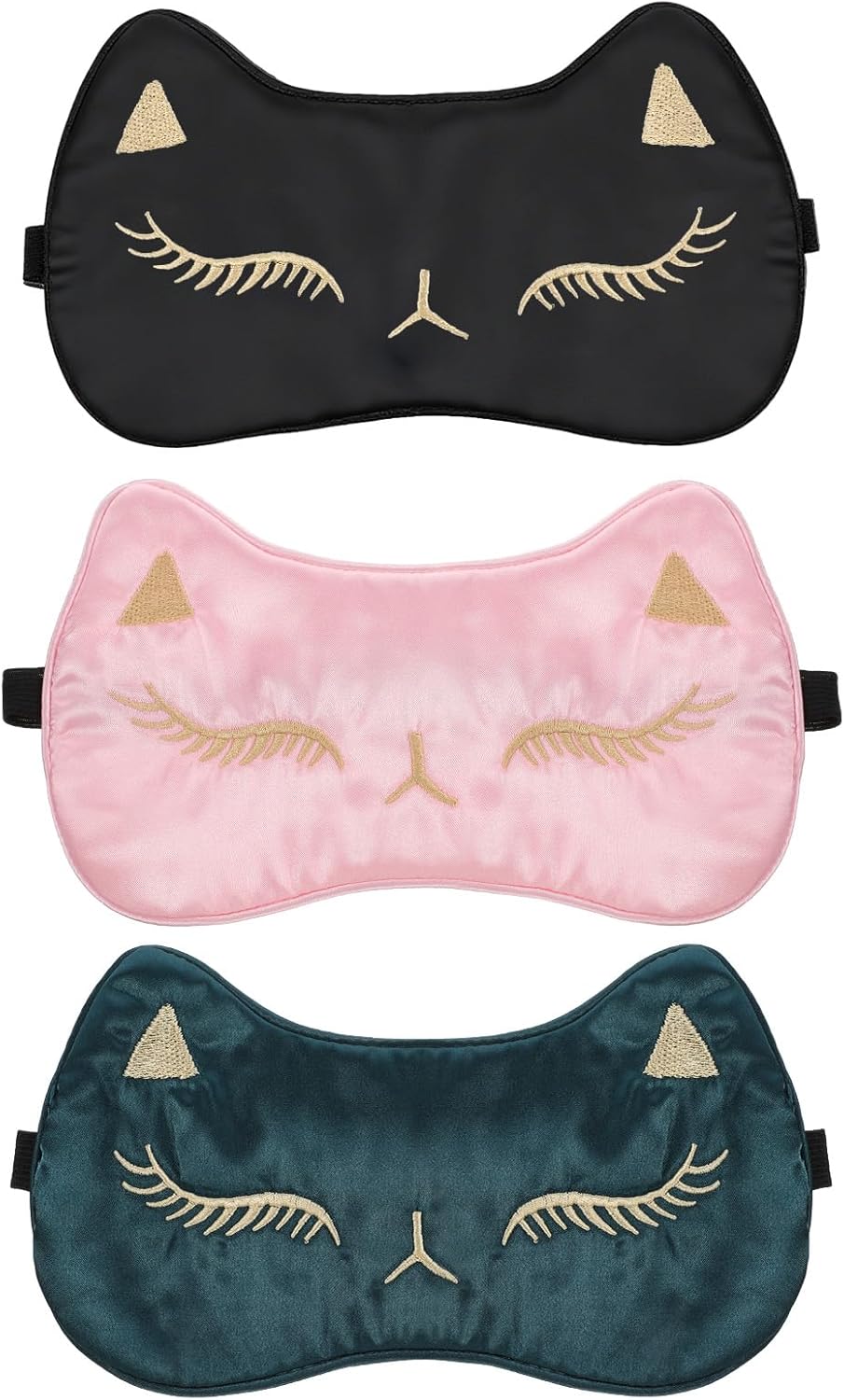 3Pcs Sleep Mask for Kids Cute Cat Sleep Mask for Kids, Silk Sleeping Eye Cover Adjustable Masks Funny Animal Night Eyeshade Cover Soft Comfortable for Women Men Sleeping Travel Nap Party Supplies