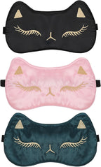 3Pcs Sleep Mask for Kids Cute Cat Sleep Mask for Kids, Silk Sleeping Eye Cover Adjustable Masks Funny Animal Night Eyeshade Cover Soft Comfortable for Women Men Sleeping Travel Nap Party Supplies