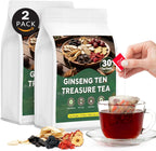 Ginseng Ten Treasures Tea Kidney Tea, Chinese Traditional Herbal Tea, Natural Kidney Cleanse Detox Teas for Women & Men, 10 Precious Ingredients Formula (2 Pack/60 Bags)