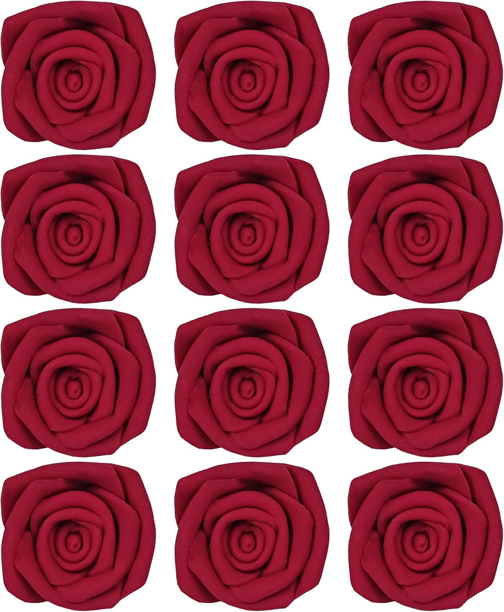 Confect Edible Deep Burgundy Rose Toppers – Edible Roses for Cake & Cupcake Decorations, Perfect for Weddings & Special Occasions- Vegan, Gluten-Free, Dairy-Free, Palm Oil-Free - Pack of 12