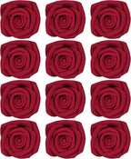 Confect Edible Deep Burgundy Rose Toppers – Edible Roses for Cake & Cupcake Decorations, Perfect for Weddings & Special Occasions- Vegan, Gluten-Free, Dairy-Free, Palm Oil-Free - Pack of 12