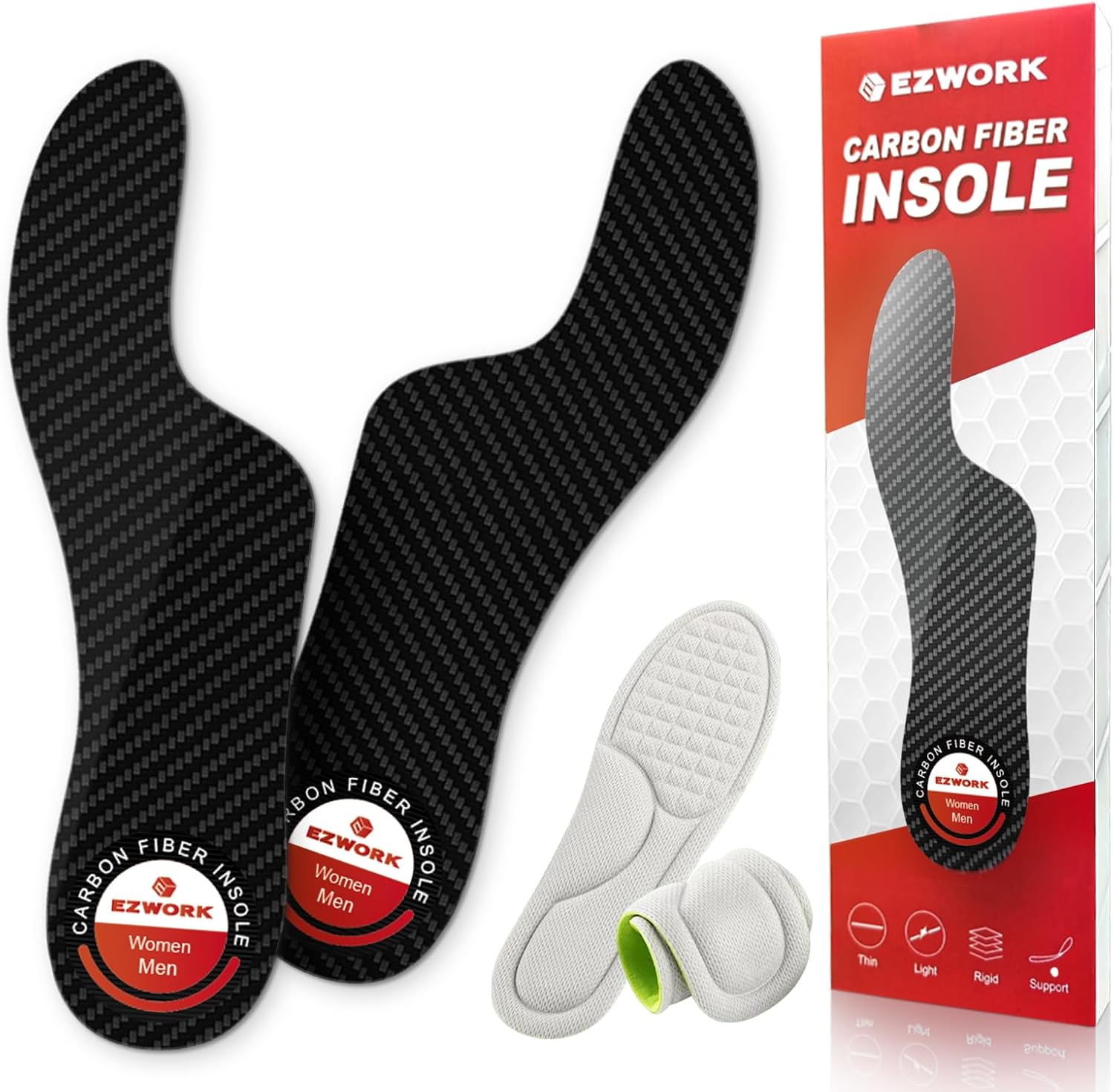 Morton's Extension Orthotic, Recovery Carbon Fiber Insole-Rigid Foot Support Shoe Inserts for Morton's Toe, Turf Toe, Hallux Limitus, Hallux Rigidus, Arthritis and Broken Big Toe-1 Pair Length 10.43"
