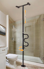 Stander Wonder Pole, Security-Pole and Curve Grab Bar, Tension Mounted Floor to Ceiling Transfer-Pole for Seniors, Elderly Adults, Bathroom Safety Assist and Stability Rail, Black