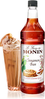 Monin - Cinnamon Bun Syrup | Premium Syrup for Cocktails, Coffees & More | Clean Label with No Artificial Flavors, No Artificial Preservatives (BPA-Free Plastic Bottle, 1 Liter)