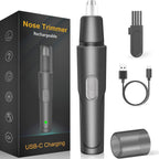 Nose Hair Trimmer, USB Rechargeable, Professional Painless Ear Hair Trimmer, for Men Women, Powerful Motor, Dual-Edge Blades for Smoother Cutting, Low Noise, Black