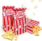 Keriqi Flat Bottom Popcorn Bags, 100 Pcs Paper Popcorn Bags for Family Movie Night Baseball Themed Carnival Christmas Birthday Party