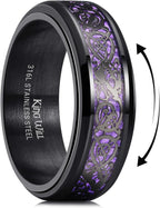 King Will 316L Stainless Steel Spinner Ring for Men Women- 8mm Width Fidget Ring with Dragon/Celtic Knot Pattern, Stress Anxiety Relief Comfort Fit Wedding Band