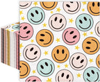 Whaline 80 Pack Boho Smile Face Paper Napkin 6.5 x 6.5 Inch Preppy Smile Star Disposable Luncheon Napkins Retro Hippie Happy Face Dinner Napkin for Birthday Preppy Party