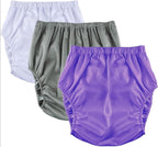 3 Pcs Adult Leakproof Incontinence Underwear for Women Men Pull on Cover Pant Washable Underpants Reusable Plastic Diaper Covers,White+Grey+Purple,L