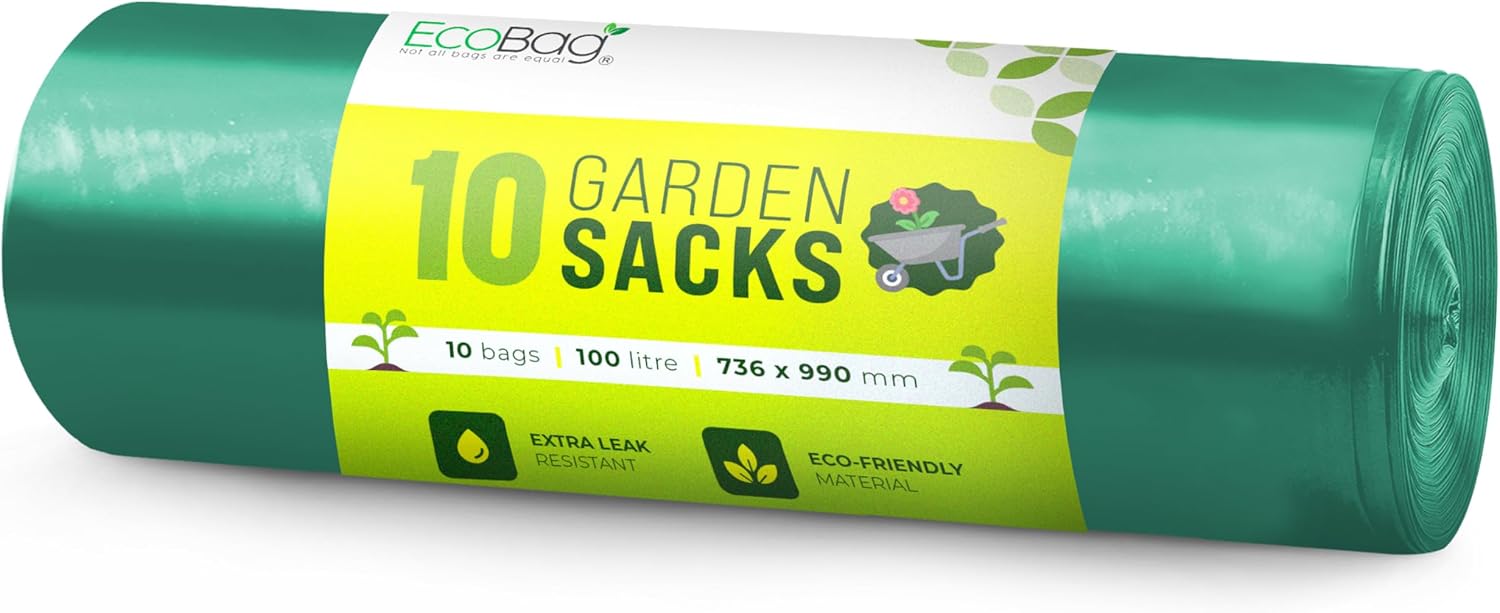 100Litre,10 Heavy Duty Garden Sacks Bags-Made from Recycled Waste - EcoBag