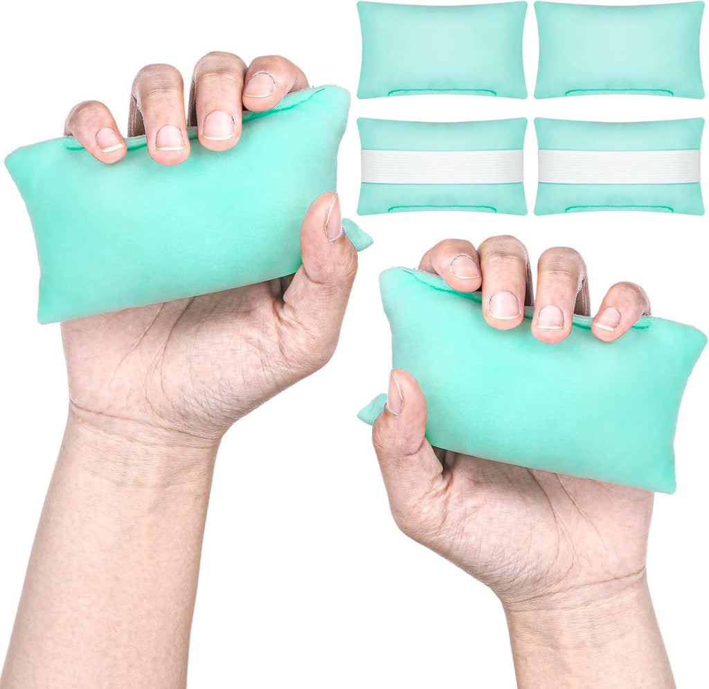 Sosation 6 Pcs Palm Grip Protector Hand Contracture Cushion with Elastic Band Sweat Resistant Soft Washable Hand Palm Protector Physical Therapy Exercisers for Right Left Finger