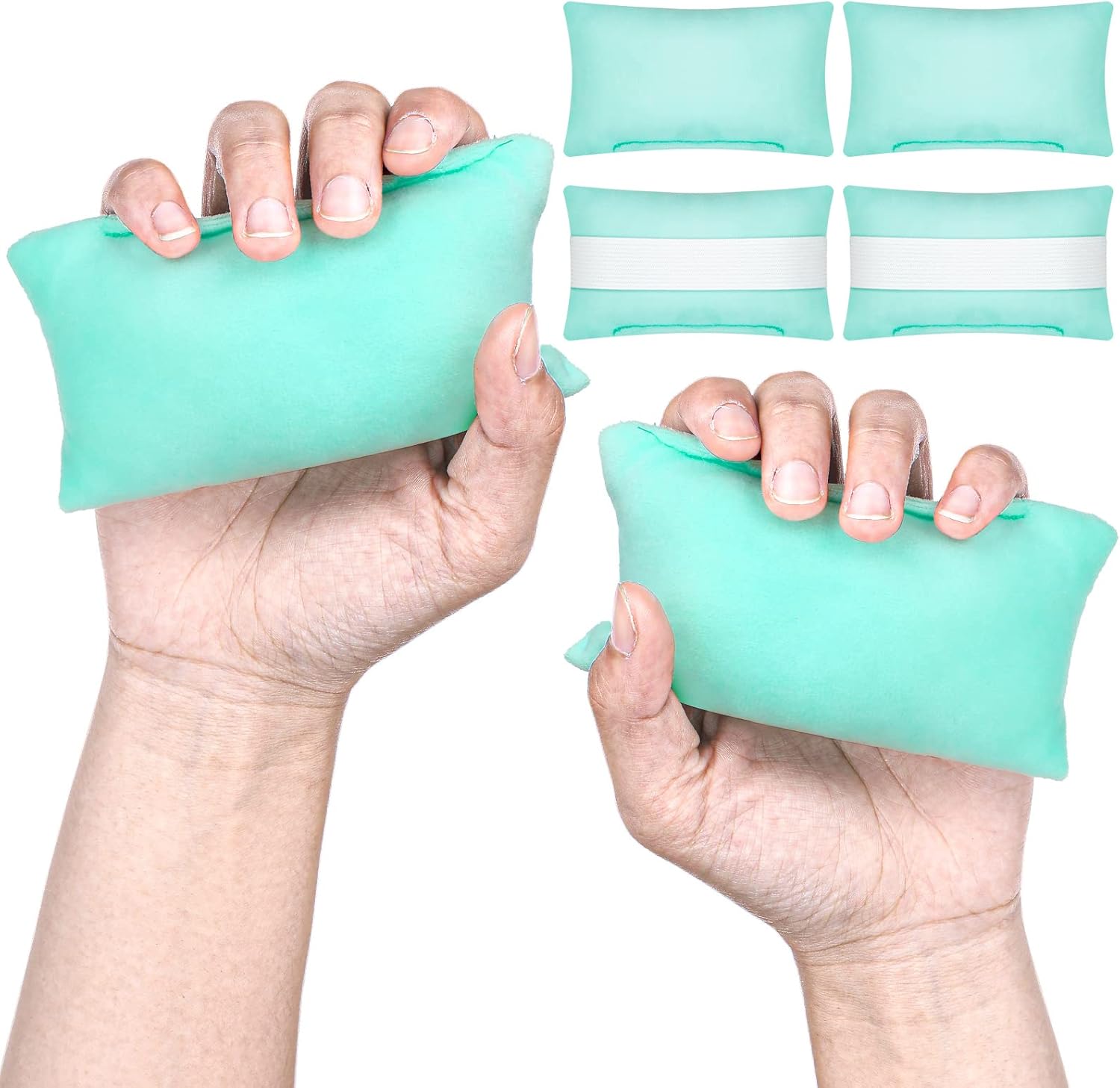 Sosation 6 Pcs Palm Grip Protector Hand Contracture Cushion with Elastic Band Sweat Resistant Soft Washable Hand Palm Protector Physical Therapy Exercisers for Right Left Finger
