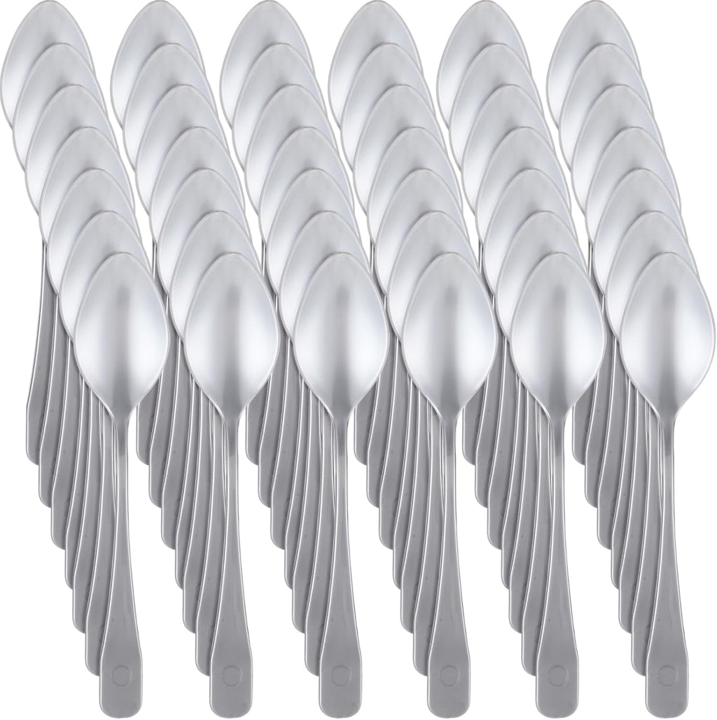 Nuogo 500 Pcs Silver Plastic Mini Spoons 3.7inch Disposable Desserts Spoon Heavy Duty Disposable Spoons Bulk for Coffee, Ice Cream, Cake, Weddings, Party