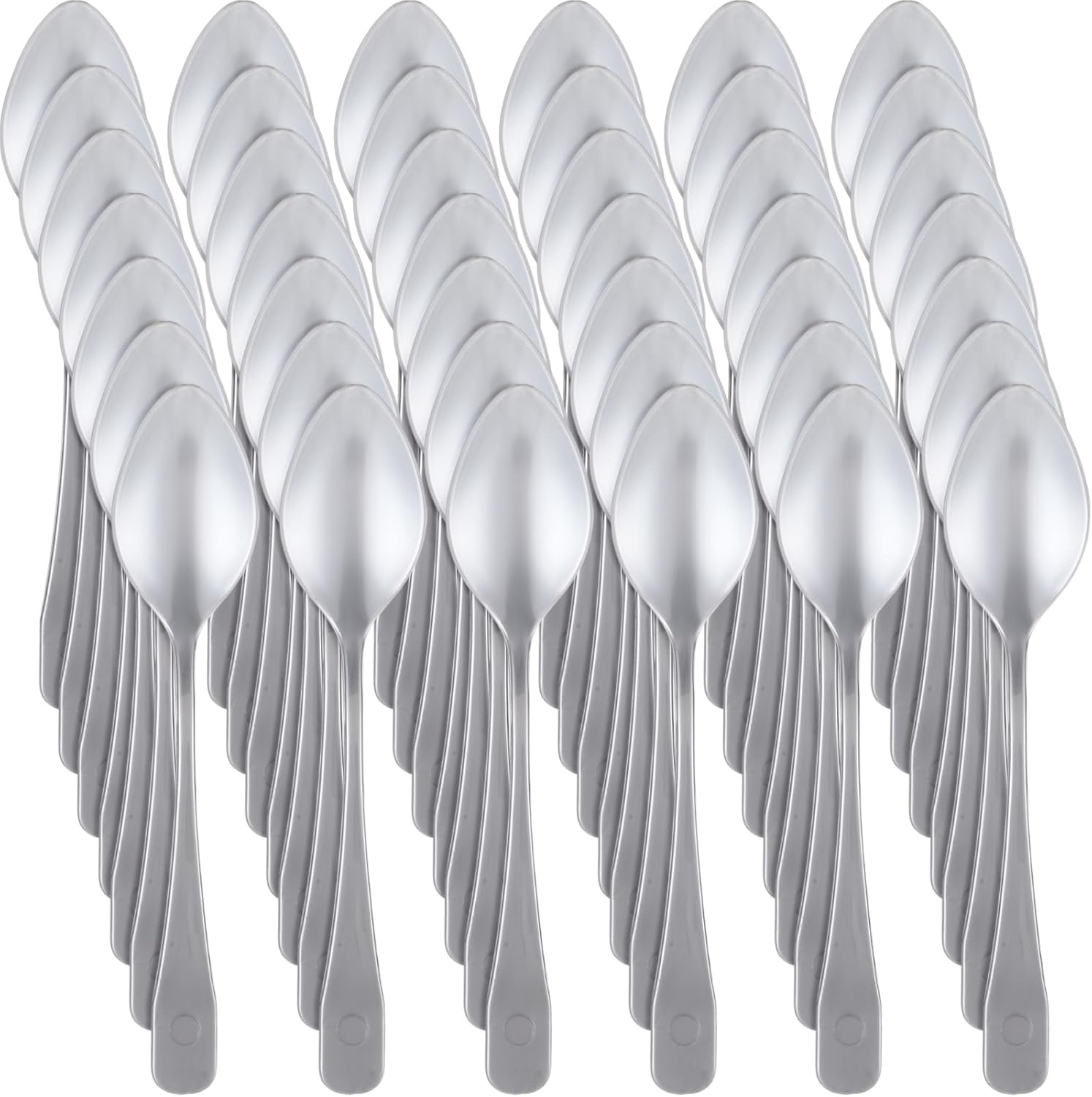 Nuogo 500 Pcs Silver Plastic Mini Spoons 3.7inch Disposable Desserts Spoon Heavy Duty Disposable Spoons Bulk for Coffee, Ice Cream, Cake, Weddings, Party