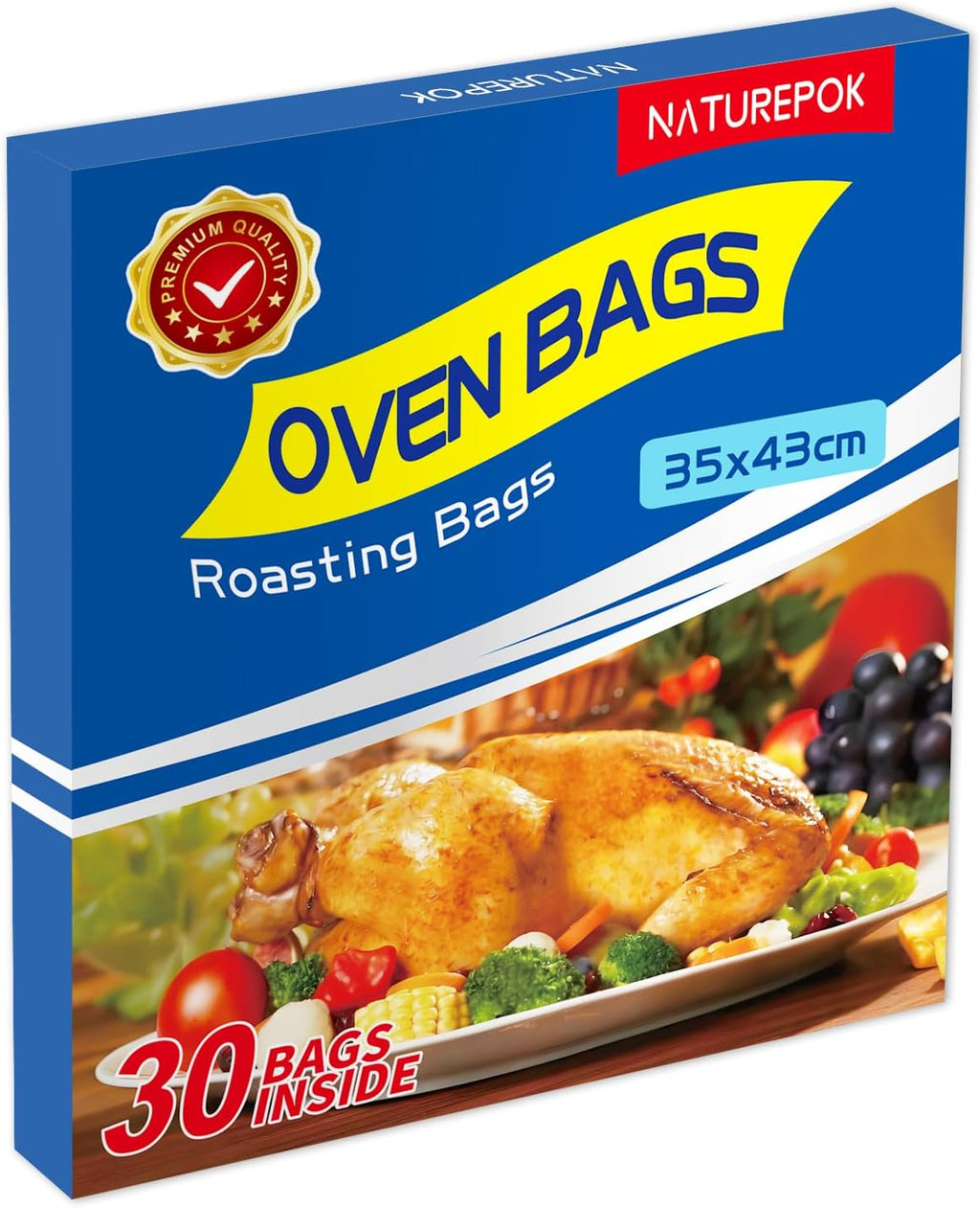 30×Oven Roasting Bags for Oven with Ties for Roasting Chicken, Meat & Fish Multi Purpose Food Safe Oven Bags for Baking Steaming Roasting Grilling Meal Prep (30, Medium)