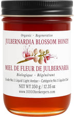 Julbernardia Blossom Organic Raw Honey in Glass Jar, Raw Organic Honey Extracted from Wild Honeycombs in Zambia Woodlands, Unpasteurized Miel de Abeja Organica, 12.35oz
