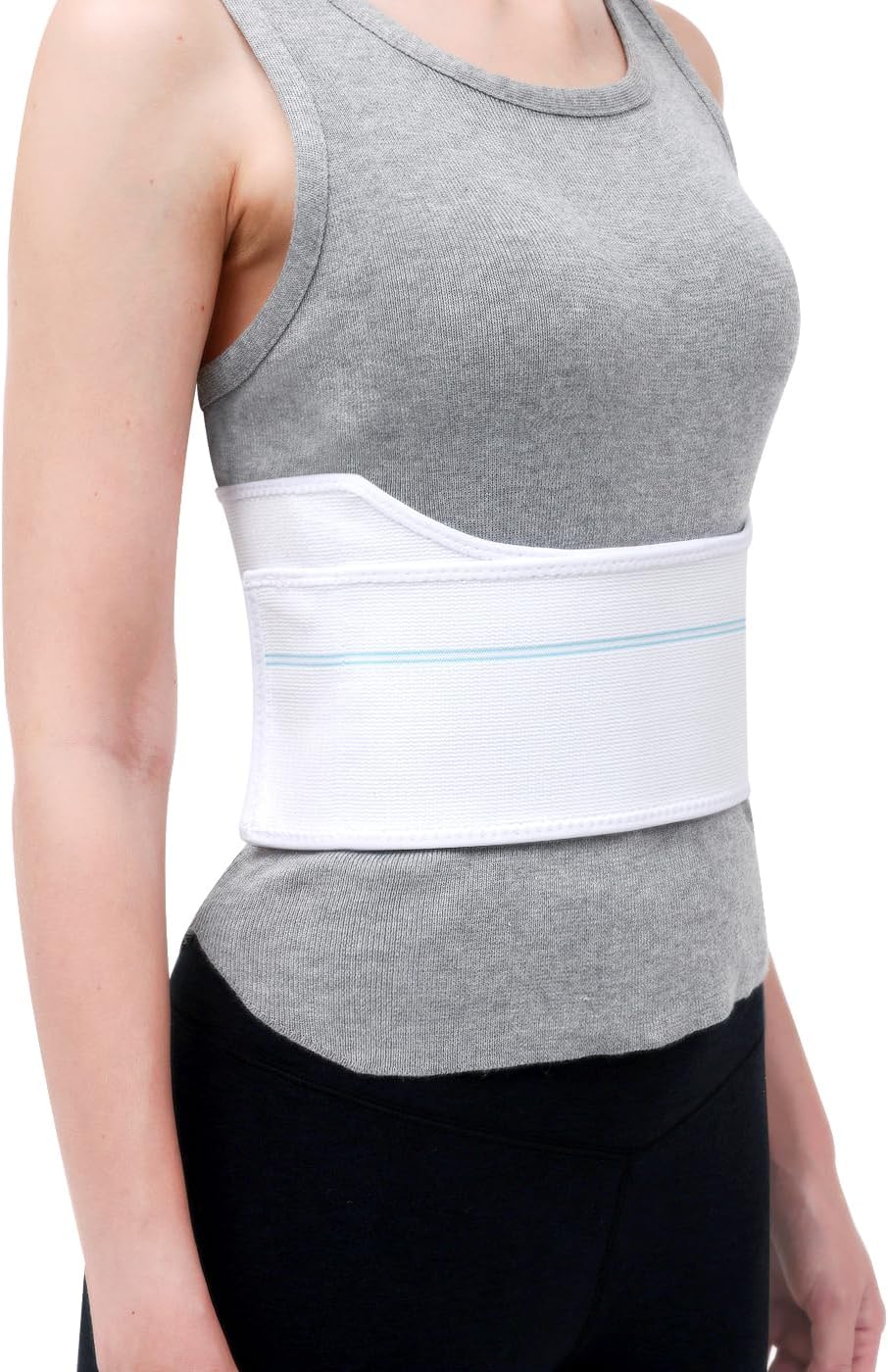 Pauline Broken Rib Brace for Women - Compression Chest Binder for Cracked Ribs Support & Chest Pain Relief - Rib Belt for Bruised Rib Cage (White, Fits 30”-45”)