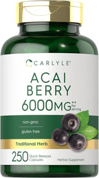 Carlyle Acai Berry Supplement | 250 Capsules | Traditional Herbal Extract | Non-GMO & Gluten Free