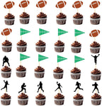 24 pcs Football Cupcake Toppers Rugby Ball Sport Super Ball Cupcake Toppers For Birthday Party
