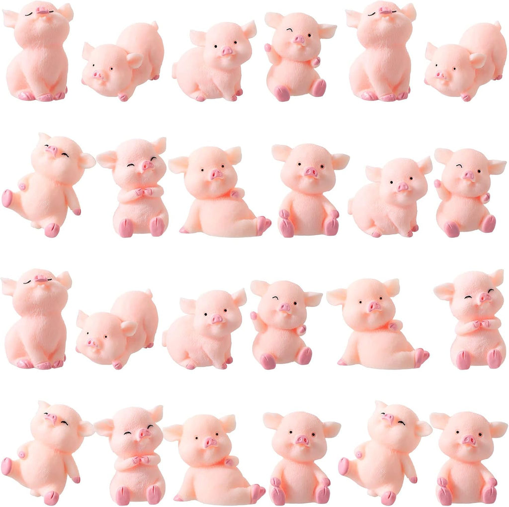 Sintuff 24 Pcs Mini Pig Figurines Cupcake Toppers Tiny Resin Pigs Pig Toy Statues Figurines Crafts for Kids Birthday Cake Baby Shower Theme Party Home Garden Supplies Decorations