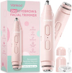 Facial Hair Remover & Eyebrow Trimmer - 2 in 1 Eyebrow & Face Shaver for Women - Rechargeable Face Razors for Women with Built-in LED Lights - Painless Hair Removal for Flawless Skin & Makeup