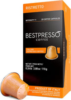Bestpresso Coffee for Nespresso Original Machine 120 pods Genuine Espresso Ristretto Blend(High Intensity), Pods Compatible with Nespresso Original