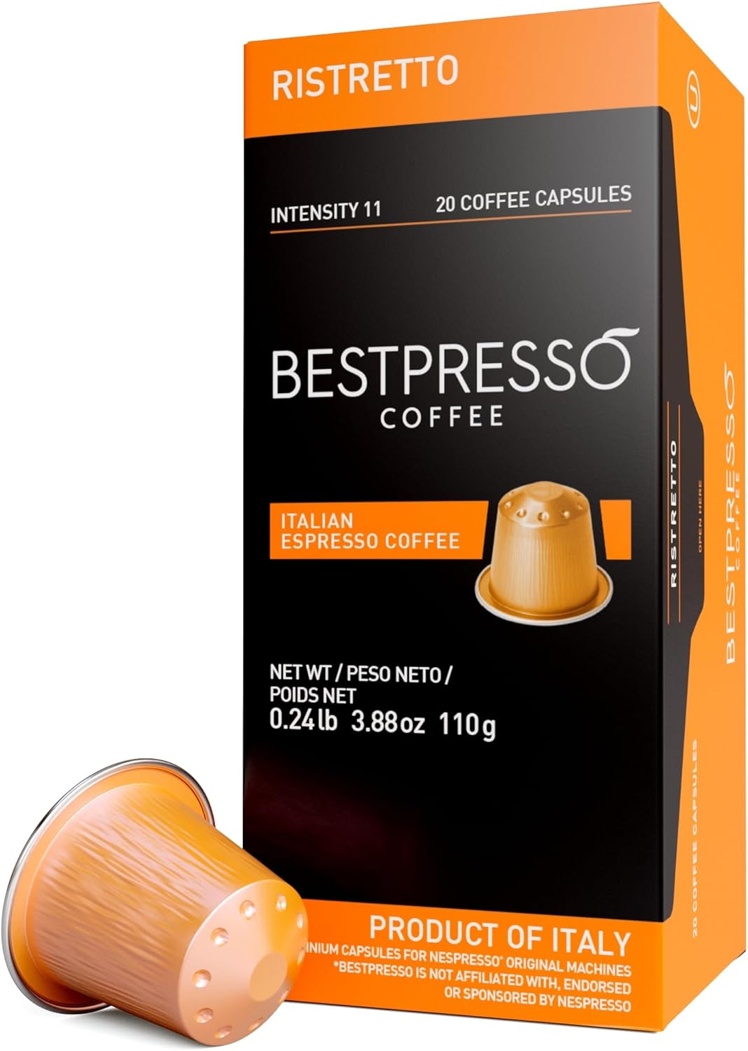 Bestpresso Coffee for Nespresso Original Machine 120 pods Genuine Espresso Ristretto Blend(High Intensity), Pods Compatible with Nespresso Original