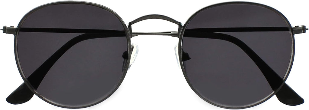 OPULIZE SOL Reading Sunglasses for Women Men,Tinted Lens with UV400 Protection,Scratch Resistant Round Metal frame with Spring Hinges, Matt Gunmetal With Black Tips +2.5 (Pack of 1)