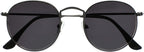OPULIZE SOL Reading Sunglasses for Women Men,Tinted Lens with UV400 Protection,Scratch Resistant Round Metal frame with Spring Hinges, Matt Gunmetal With Black Tips +2 (Pack of 1)