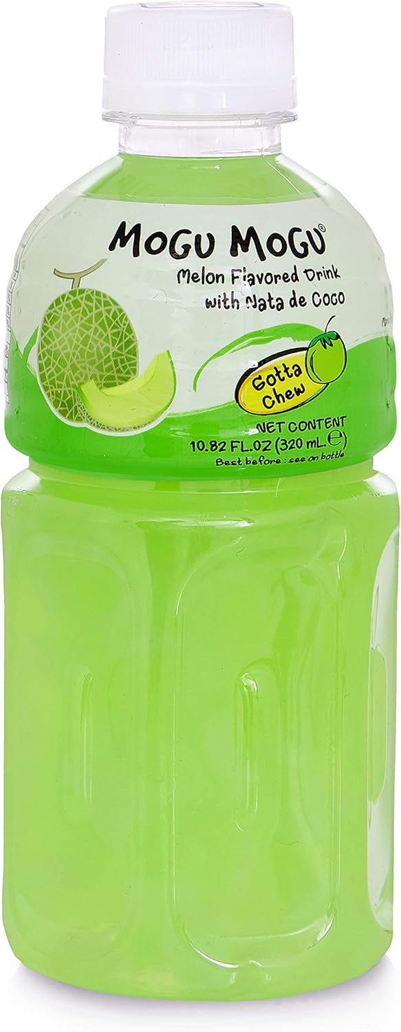 Mogu Mogu Juice with Nata De Coco, Melon Flavored, 6 Pack