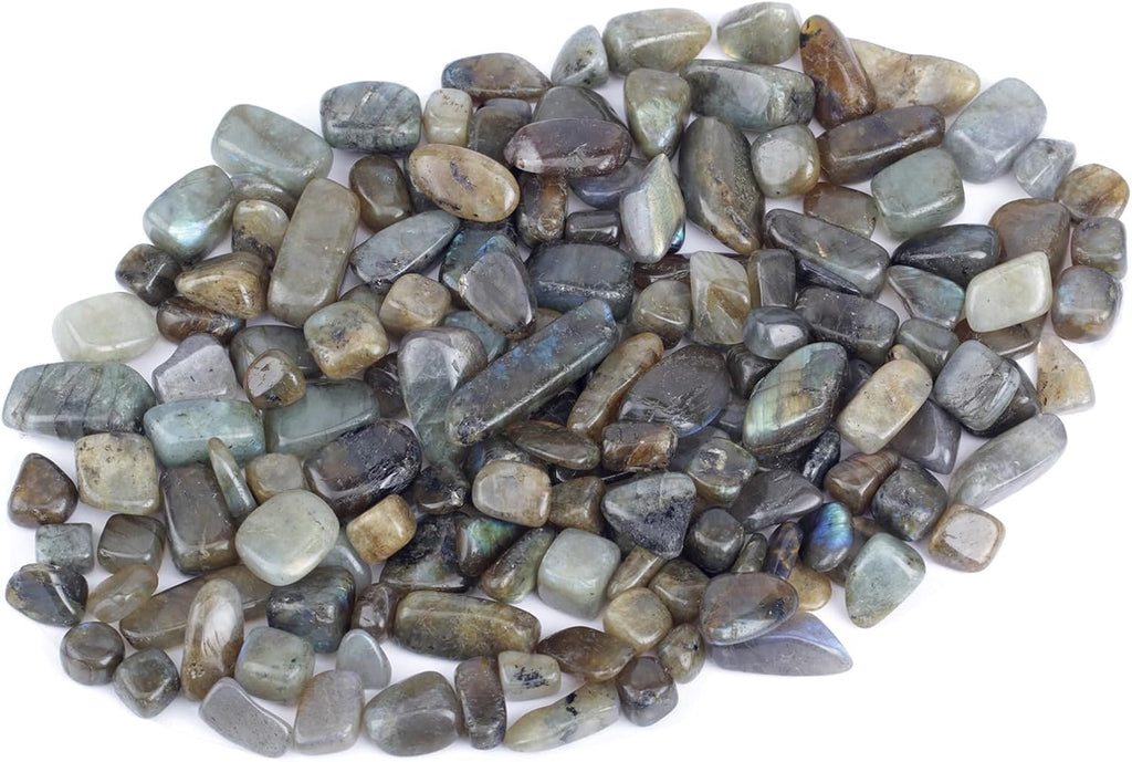 ZenQ 1 lb Labradorite Tumbled Stone Chips Crushed Natural Crystal Quartz Pieces