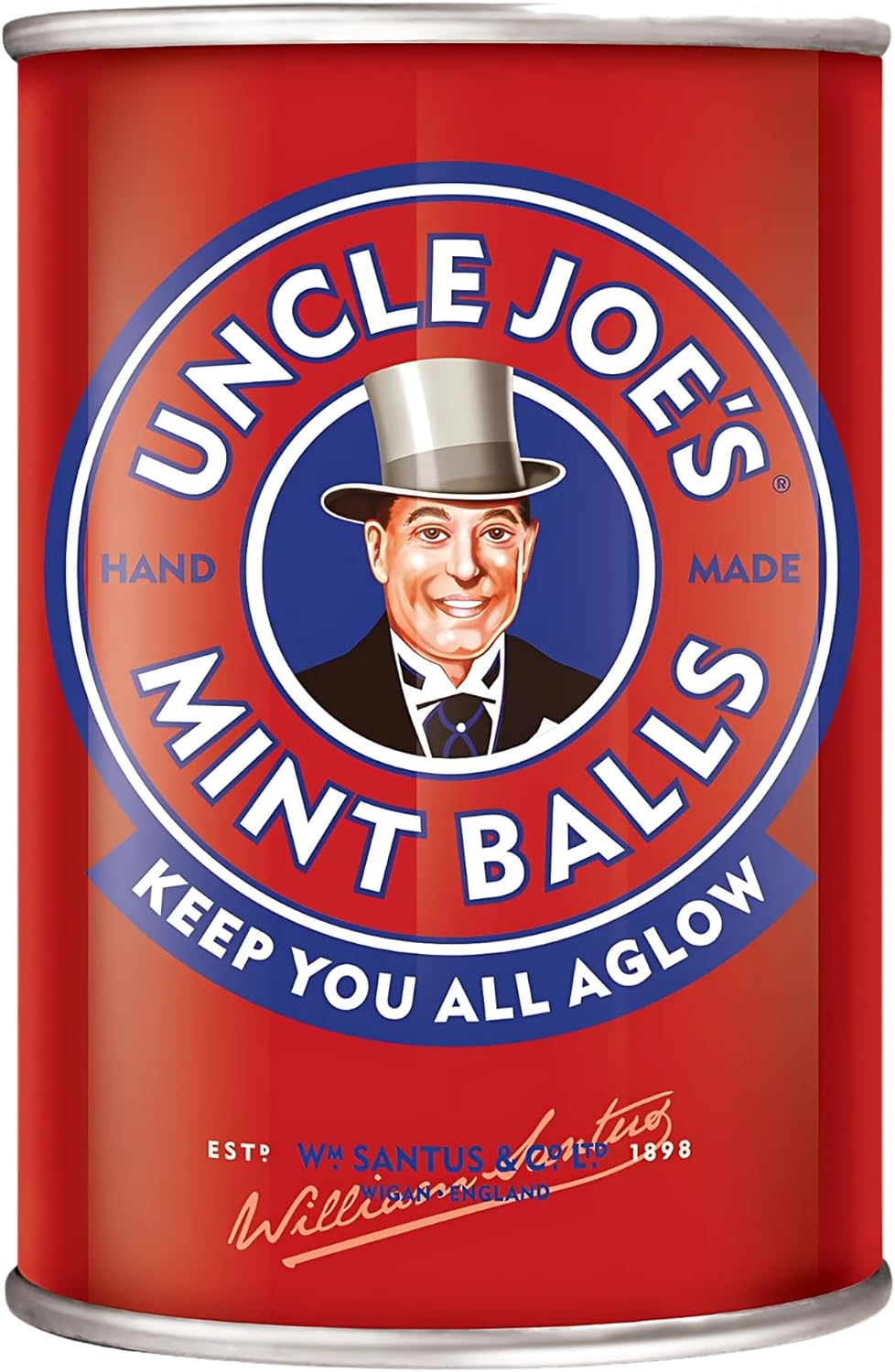 Uncle Joe’s Mint Balls Tin 120g (4.23 Oz) | All Natural, Vegan, Gluten Free British Candy | Real Peppermint Oil Hard Candy | Individually Wrapped English Mints | Imported UK Breath Mint Gift Tin