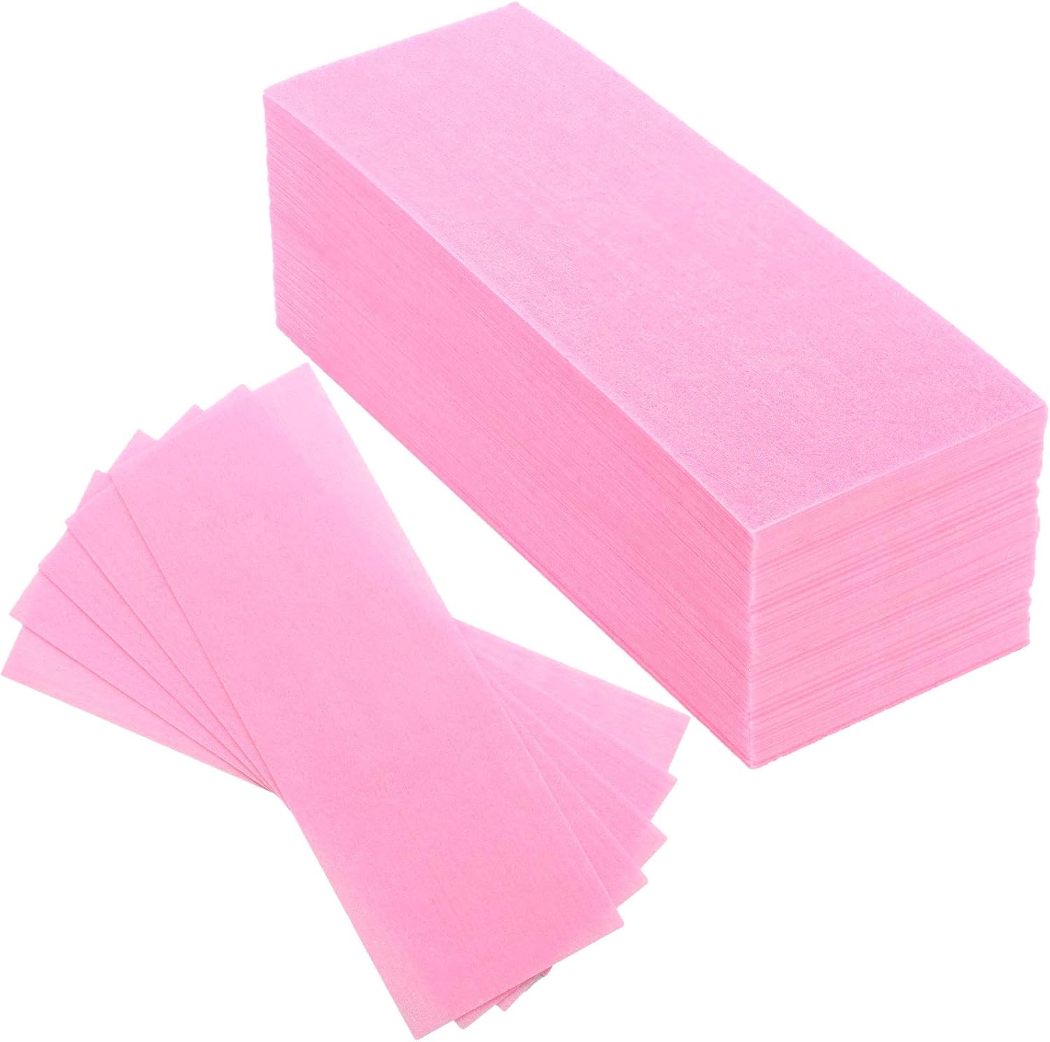 Maitys Waxing Strips, 100 Pieces Pink Non-Woven Removal Wax Strip Facial Body Wax Strip Sheet for Hair Removal and Cleaning (Legs, Bikini, Face)