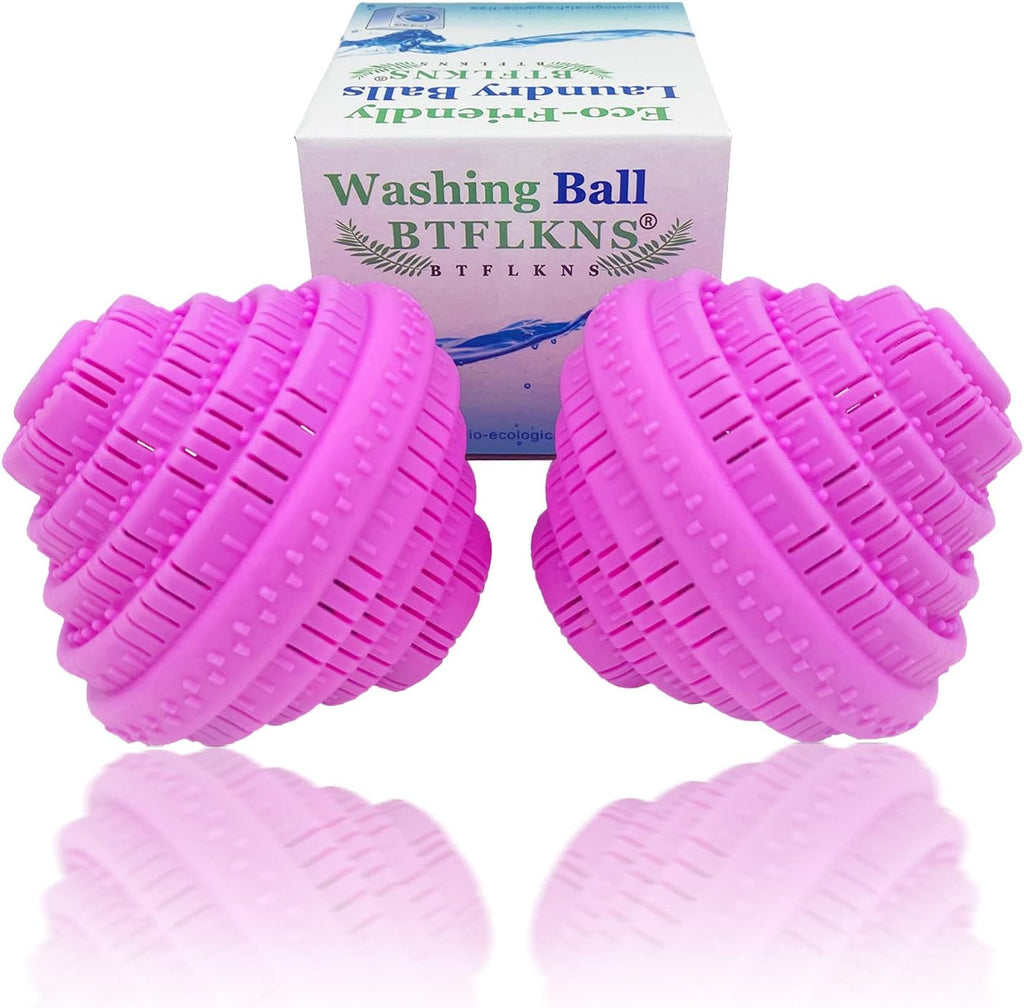 Eco-Friendly Laundry Balls, Premium Washing Ball, Add Double The Ceramic Balls Again, 2000 Times Super Laundry Balls, All Natural No-Chemical Detergent(Large,Pink)