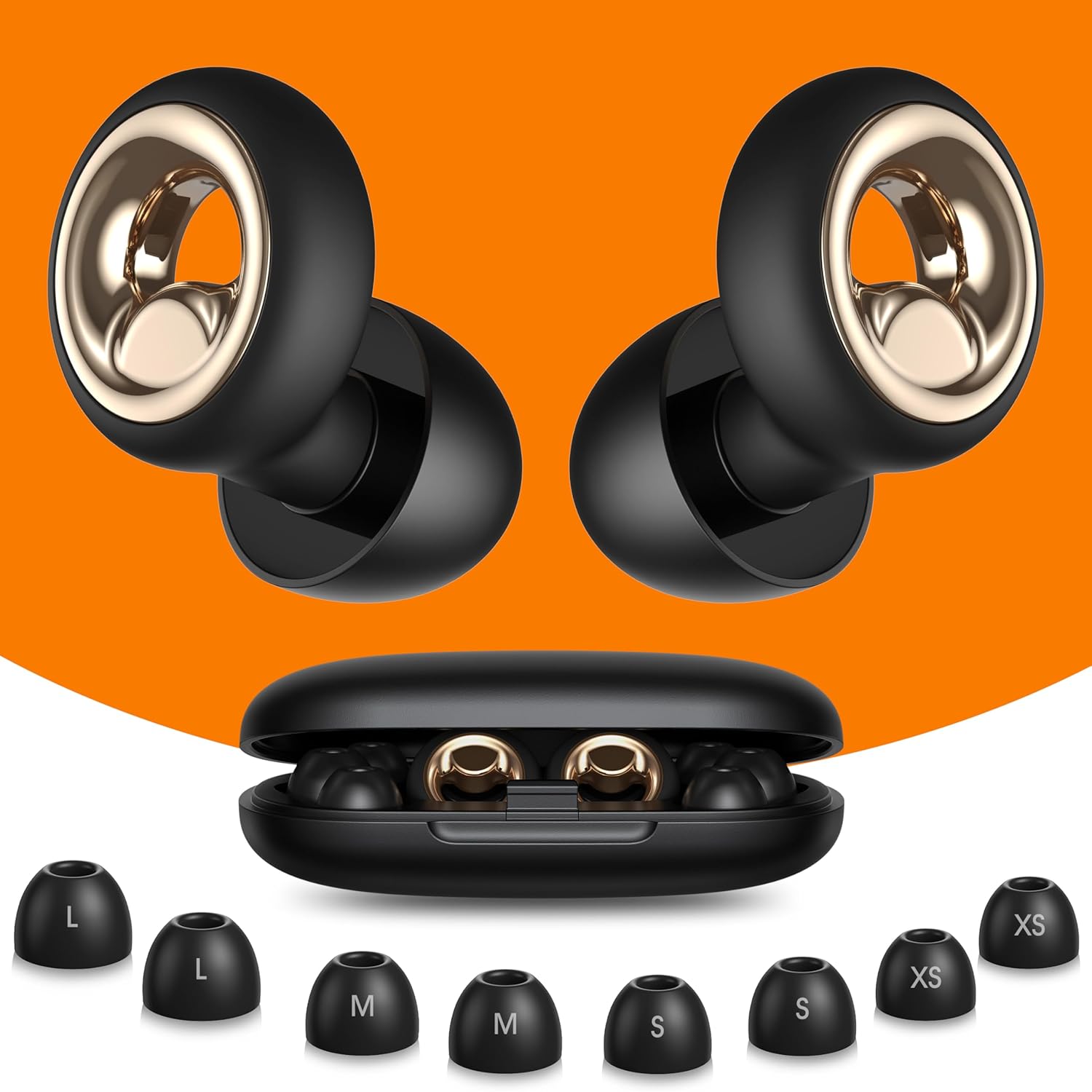 Ear Plugs for Sleeping, 45dB Silicone Ear Plugs for Noise Reduction, Reusable Sleeping Noise Cancelling Earplugs for Snoring, Concert & Shooting Ear Protection with 8 Eartips(Dark Black)