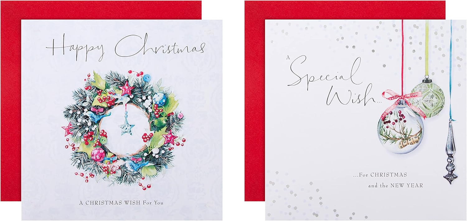 Hallmark Boxed Charity Christmas Cards - Pack of 16 in 2 Lucy Cromwell Illustrated Designs, 25572261, Multicoloured