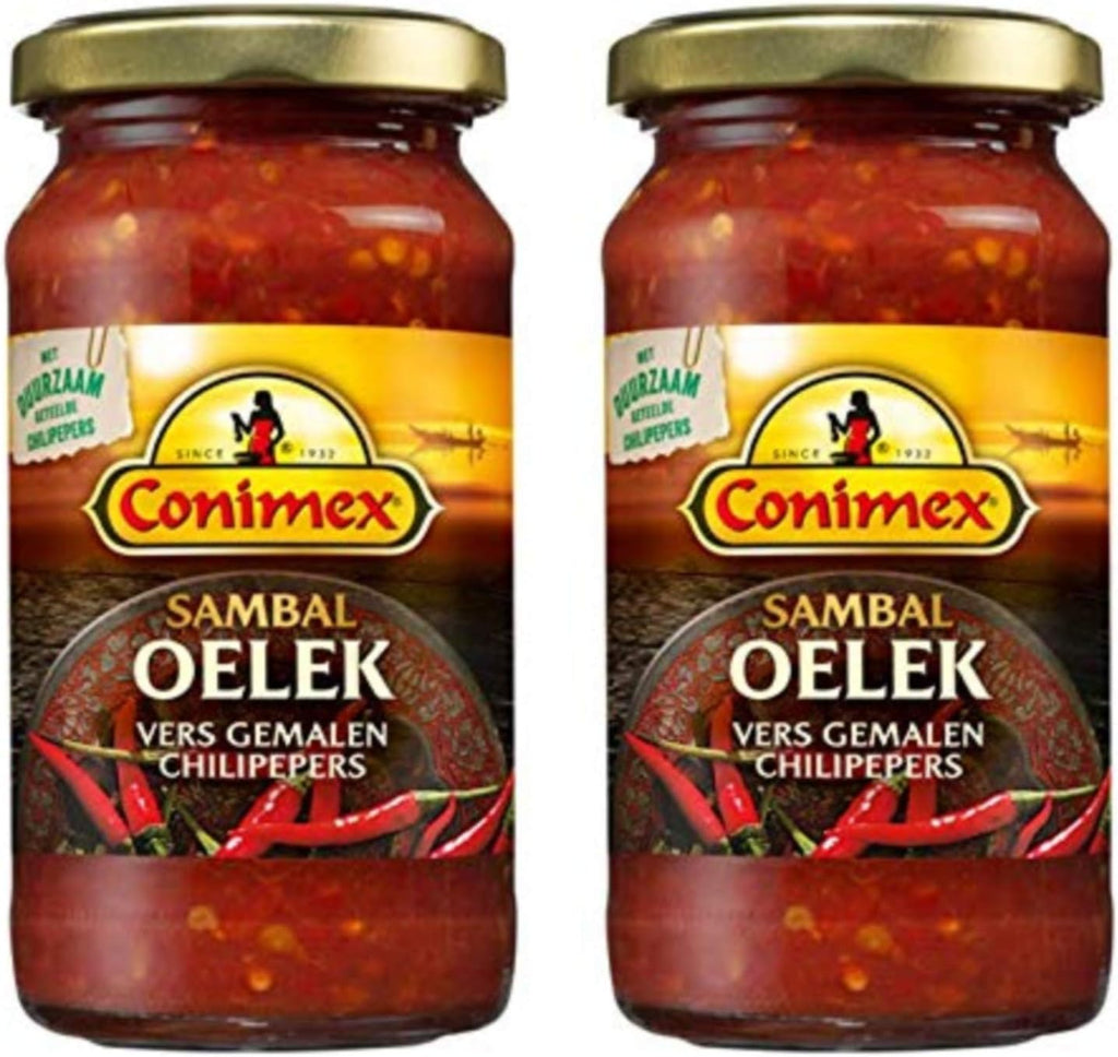 Conimex Sambal Oelek, Hot Chili Paste, 2 jar pack, 6oz/200g each