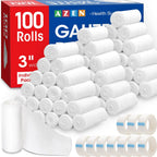 AZEN 100 Pack Gauze Rolls Bandages, 3 in x 4.1 Yards, First Aid Supplies & Premium Medical Supplies, Bandage Wrap Vet Wrap