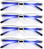 4 Packs Blue Light Blocking Reading Glasses Men Women Lightweight Clear Readers 1.0 1.25 1.5 1.75 2.0 2.25 2.5 2.75 3.0 3.5 4.0 (1.50)