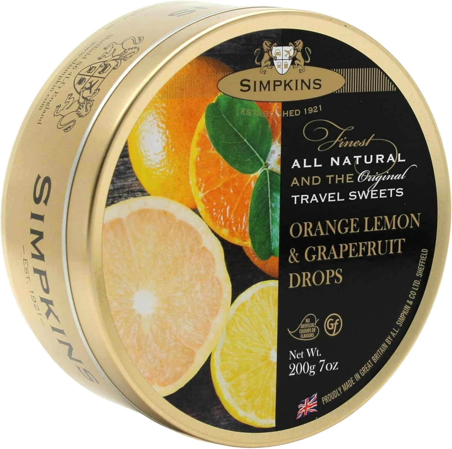 Simpkins Candy Travel Sweet, Orange Lemon & Grapefruit Drops, 7 Ounce Tin (Pack of 1)