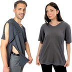 Inspired Comforts Right Shoulder & Side Access Post Surgery & Rehab Unisex Snap Shirt - Grey