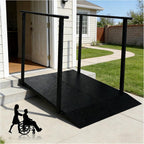 45" Wheelchair Ramp with Handrails for 5-7" Rise, Non-Slip Iron Handicap Ramps for Steps, Threshold Ramp for Home Entry Stairs Curbs, Heavy Duty Ramp 1000 Lbs Capacity (Black)