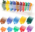 10 Professional Hair Clipper Guards Cutting Guides Compatible with Most Wahl Clippers with Organizer, Color Coded Clipper Combs Replacement - 1/16" to 1"